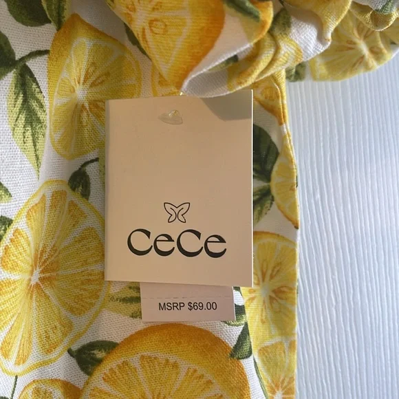 CeCe Lemon Print Puff Sleeve Blouse - Picture 4 of 4